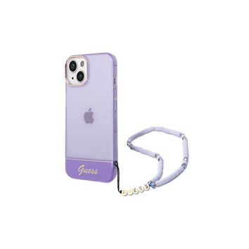 Guess nakładka do iPhone 14 Pro Max 6,7" GUHCP14XHGCOHU fioletowa hardcase Translucent Pearl Strap