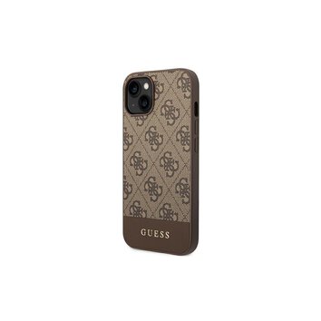 Guess nakładka do iPhone 14 Pro Max 6,7" GUHCP14XG4GLBR brązowa PC/TPU 4G PU case with Bottom Stripe Metal Logo