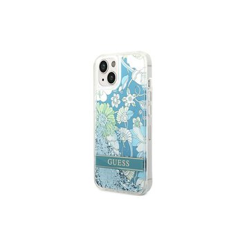 Guess nakładka do iPhone 14 6,1" GUHCP14SLFLSN zielona hardcase Flower Liquid Glitter