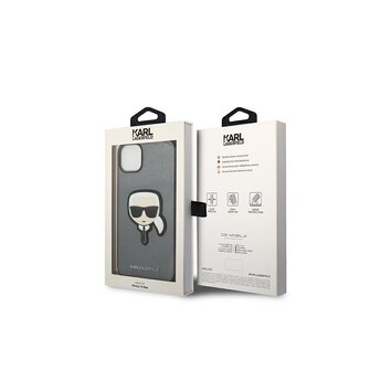 Karl Lagerfeld nakładka do iPhone 14 Pro Max 6,7" KLHCP14XSAPKHG srebrna PU Saffiano case with Karl Head Patch