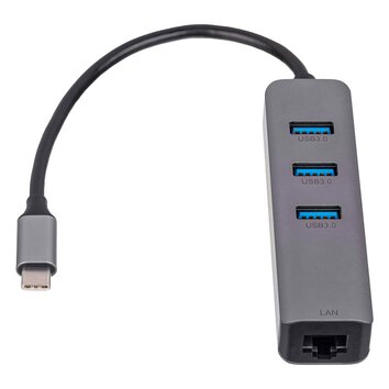 Akyga Hub USB AK-AD-66 type C do 3x USB 3.0 z kartą sieciową 10/100/1000 15cm