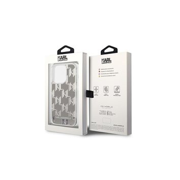 Karl Lagerfeld nakładka do iPhone 14 Pro Max 6,7" KLHCP14XLMNMS srebrna HC Liquid Glitter Monogram Silver