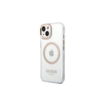 Guess nakładka do iPhone 14 Pro Max 6,7" GUHMP14XHTRMD złota HC Magsafe Metal Outline