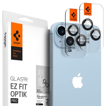 Spigen osłona aparatu do iPhone 14 6,1" /  Plus 6,7" Optik.TR Ez Fit Camera Protector 2-Pack czarna
