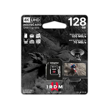 GoodRam karta pamięci IRDM 128GB microSD UHS-I U3 V30 z adapterem