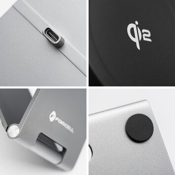 FORCELL F-ENERGY Flip Charge Qi2 15W ładowarka indukcyjna kompatybilna z MagSafe srebrny