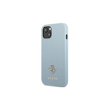 Guess nakładka do iPhone 13 Pro / 13 6,1" GUHCP13LPS4MB niebieska Saffiano 4G Small Metal Logo