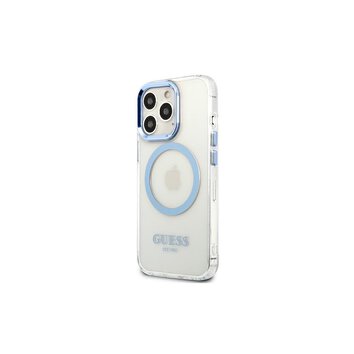 Guess nakładka do iPhone 13 Pro Max 6,7" GUHMP13XHTRMB niebieska hard case Metal Outline Magsafe