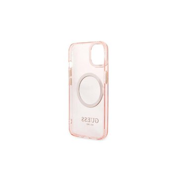 Guess nakładka do iPhone 13 Pro Max 6,7" GUHMP13XHTCMP różowa hard case Gold Outline Translucent MagSafe