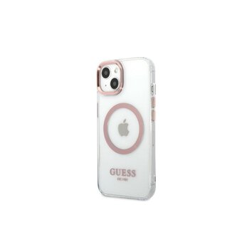 Guess nakładka do iPhone 13 Pro / 13 6,1" GUHMP13LHTRMP różowa hard case Metal Outline Magsafe
