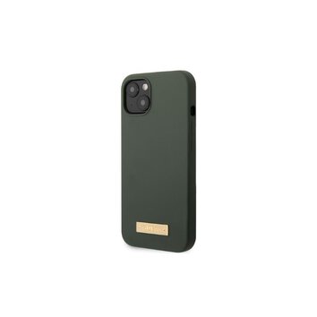 Guess nakładka do iPhone 13 Pro Max 6,7" GUHMP13XSPLA zielona hard case Silicone Logo Plate MagSafe