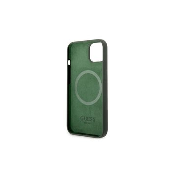 Guess nakładka do iPhone 13 Pro Max 6,7" GUHMP13XSPLA zielona hard case Silicone Logo Plate MagSafe