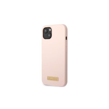 Guess nakładka do iPhone 13 Mini 5,4" GUHMP13SSBPLP różowa hard case Silicone Logo Plate MagSafe