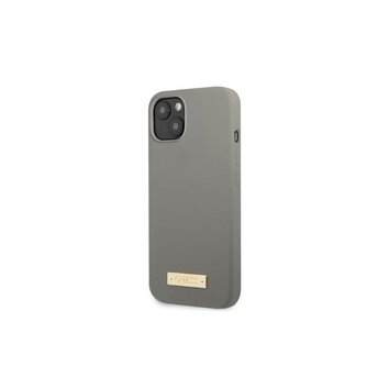 Guess nakładka do iPhone 13 6,1" GUHMP13MSPLG szara hard case Silicone Logo Plate MagSafe