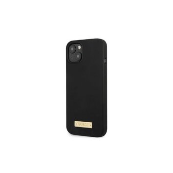 Guess nakładka do iPhone 13 6,1" GUHMP13MSPLK czarna hard case Silicone Logo Plate MagSafe