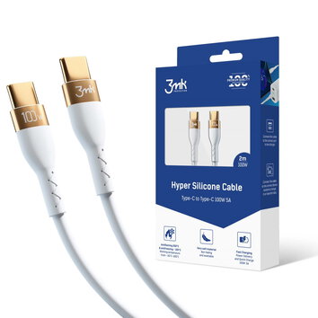 3mk kabel Hyper Silicone USB-C - USB-C 2m 100W biały
