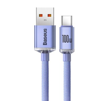 Baseus kabel Crystal Shine USB - USB-C 1,2 m 100W fioletowy