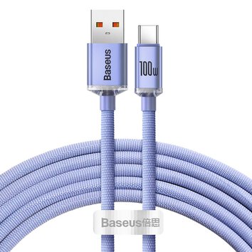 Baseus kabel Crystal Shine USB - USB-C 2,0 m 100W fioletowy