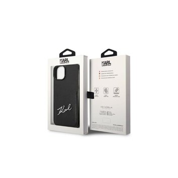 Karl Lagerfeld nakładka do iPhone 14 6,1" KLHCP14SCSSK czarna hard case Cardslot Sign