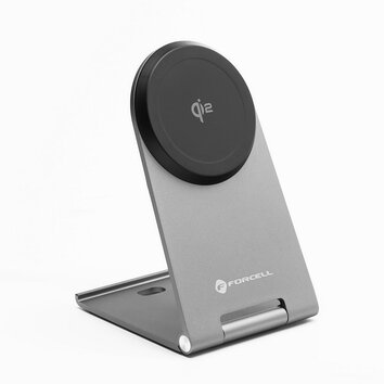 FORCELL F-ENERGY Flip Charge Qi2 15W ładowarka indukcyjna kompatybilna z MagSafe srebrny