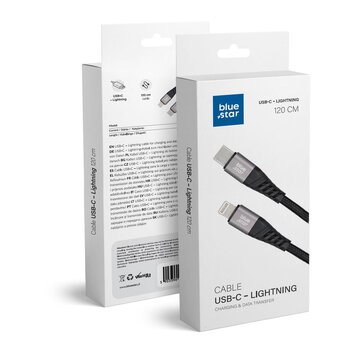 Kabel Blue Star z oplotem ze zczem USB C do Lightning 2,4A