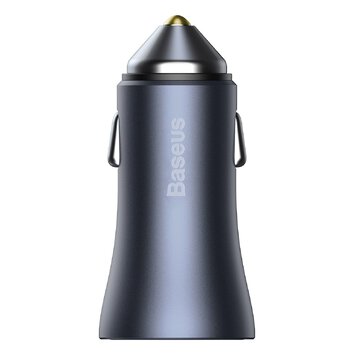 BASEUS adowarka samochodowa USB A + Typ C + kabel USB A do Typ C PD QC4.0 3A 40W TZCCJD-0G ciemna szara
