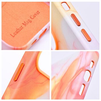 Leather Mag Cover kompatybilne z MagSafe do IPHONE 14 PRO orange splash