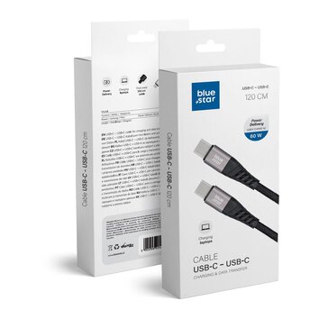 Kabel Blue Star z oplotem ze zczem USB C do USB C 3A 60W