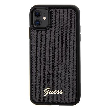 Guess nakładka do iPhone 11 GUHCN61PSFDGSK HC SEQUIN SCRIPT METAL czarna