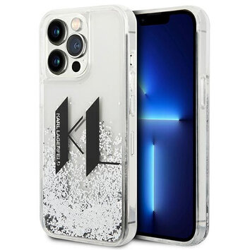 Karl Lagerfeld nakładka do iPhone 14 Pro Max 6,7" KLHCP14XLBKLCS srebrna Liquid Glitter case Big KL Logo