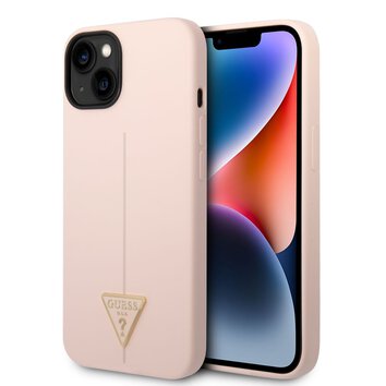 Guess nakładka do iPhone 14 6,1" GUHCP14SSLTGP różowa hardcase Silicone Line & Triangle