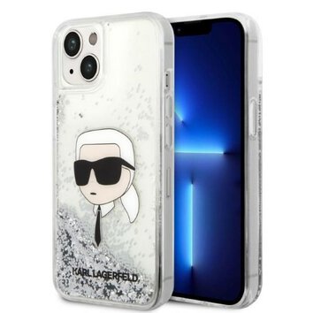 Karl Lagerfeld nakładka do iPhone 14 Pro Max 6,7" KLHCP14XLNKHCH srebrna hardcase Liquid Glitter NFT Karl's Head