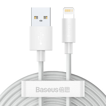 Baseus kabel Simple Wisdom USB - Lightning 1,5 m 2,4A biały 2 szt