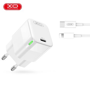 XO ładowarka sieciowa CE06 PD 30W 1x USB-C biała + kabel USB-C - Lightning