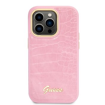 Guess nakładka do iPhone 14 Pro 6,1" GUHCP14LHGCRHP różowa hardcase Croco Collection