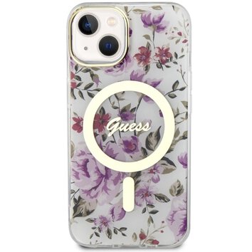 Guess nakładka do iPhone 14 6,1" GUHMP14SHCFWST transparentna hardcase Magsafe IML Flower