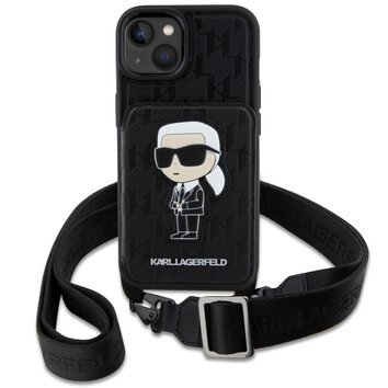 Karl Lagerfeld nakładka do iPhone 14 6,1" KLHCP14SCSAKHPKK czarna hardcase Crossbody Saffiano Mono Ikonik NFT