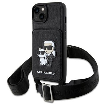 Karl Lagerfeld nakładka do iPhone 14 6,1" KLHCP14SCSAKCPMK czarna hardcase Crossbody Saffiano Karl&Choupette NFT