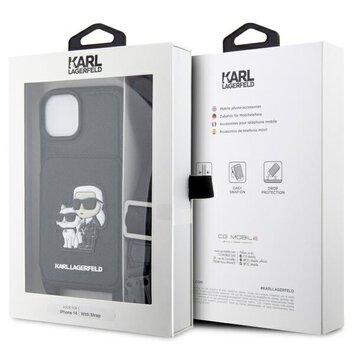 Karl Lagerfeld nakładka do iPhone 14 6,1" KLHCP14SCSAKCPMK czarna hardcase Crossbody Saffiano Karl&Choupette NFT