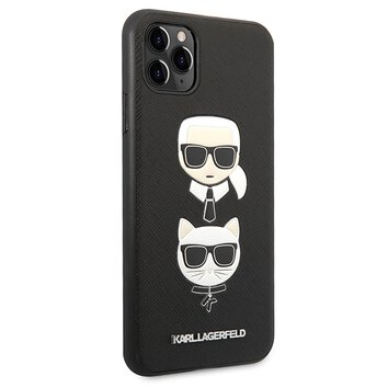 Karl Lagerfeld nakładka do iPhone 11 Pro Max KLHCN65SAKICKCBK czarna hardcase Saffiano Karl&Choupette Head