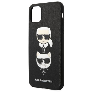Karl Lagerfeld nakładka do iPhone 11 Pro Max KLHCN65SAKICKCBK czarna hardcase Saffiano Karl&Choupette Head