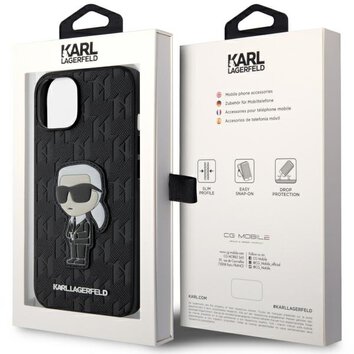 Karl Lagerfeld nakładka do iPhone 14 6,1" KLHCP14SSAKHPKK czarna harcase Saffiano Mono Patch Ikonik NFT