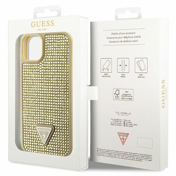 Guess nakładka do iPhone 14 6,1" GUHCP14SHDGTPD złota hardcase Rhinestone Triangle