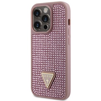 Guess nakładka do iPhone 14 Pro 6,1" GUHCP14LHDGTPP różowa hardcase Rhinestone Triangle