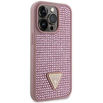 Guess nakładka do iPhone 14 Pro 6,1" GUHCP14LHDGTPP różowa hardcase Rhinestone Triangle