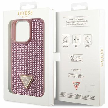 Guess nakładka do iPhone 14 Pro 6,1" GUHCP14LHDGTPP różowa hardcase Rhinestone Triangle