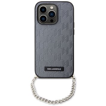 Karl Lagerfeld nakładka do iPhone 14 Pro 6,1" KLHCP14LSACKLHPG srebrna hardcase Saffiano Mono Chain