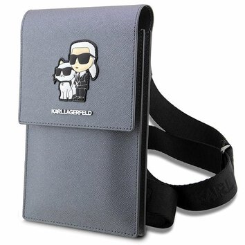 Karl Lagerfeld torebka na telefon KLWBSAKCPMG srebrna hardcase Phone Pounch Universal Saffiano K&C NFT