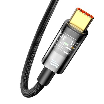 Baseus kabel Explorer USB - USB-C 1,0 m czarny z automatycznym wyłączaniem 100W