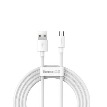 Baseus kabel Simple Wisdom USB - microUSB 1,5 m 2,1A biały 2 szt